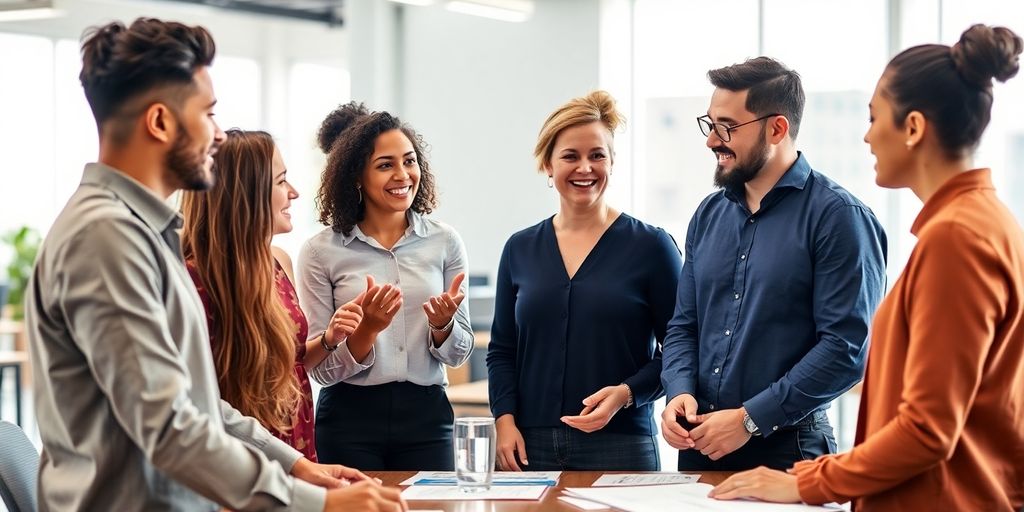 Vielfältige Mitarbeiter diskutieren individuelle Bewertungsmethoden.