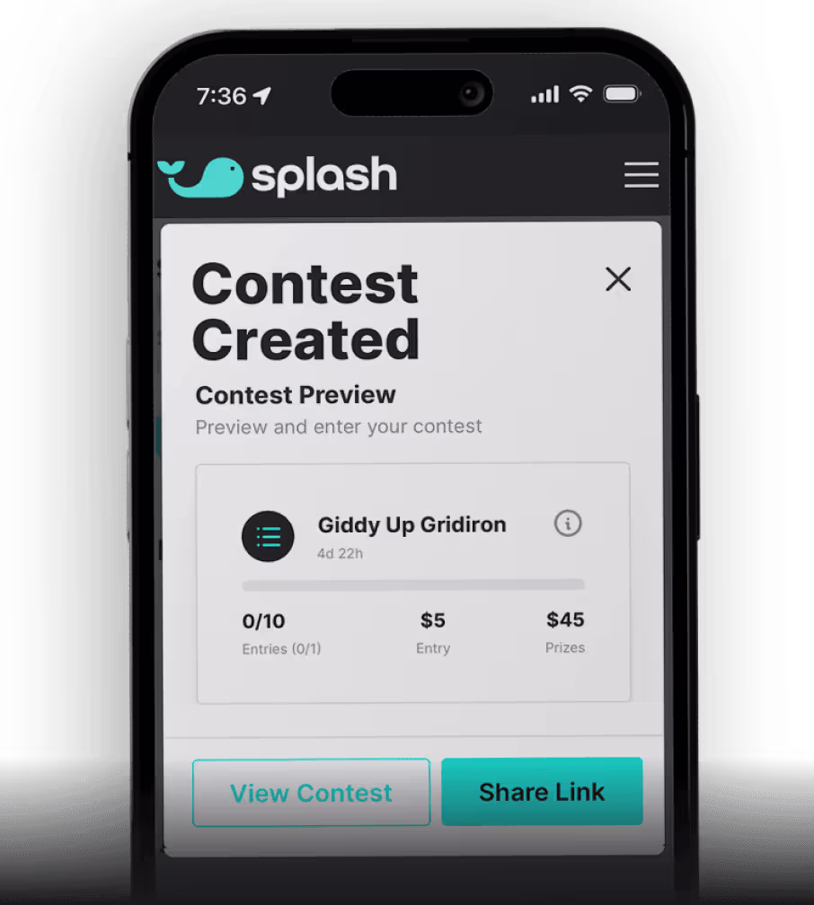 iPhone displaying created contest