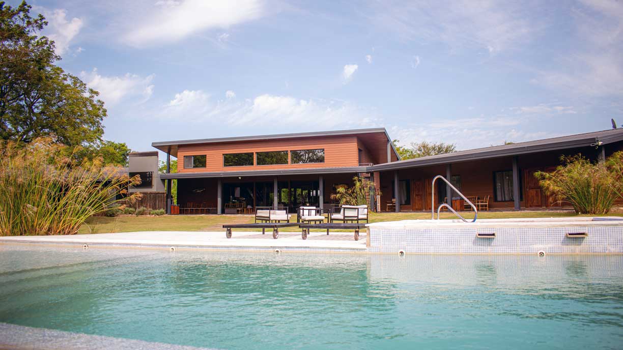 Swimming pool and asadores at Rio Bravo Lodge