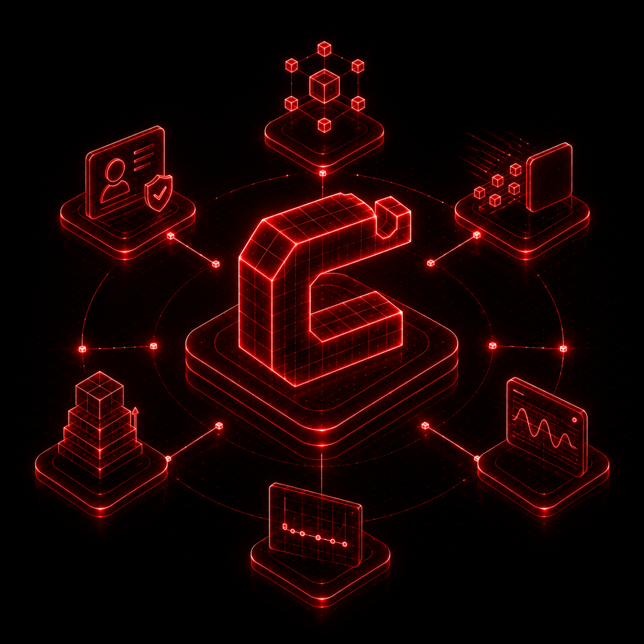 AI agent visualization — interconnected blockchain nodes forming a network