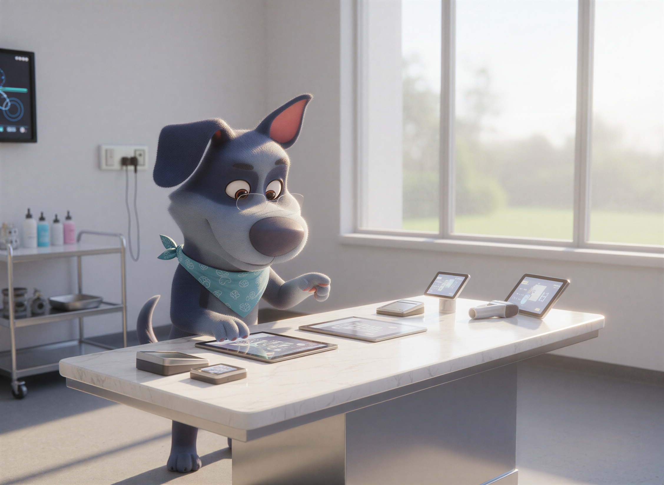 HappyDoc Best Veterinary AI Scribe Scout reviewing different technologies for documenting exams in a veterinary clinic