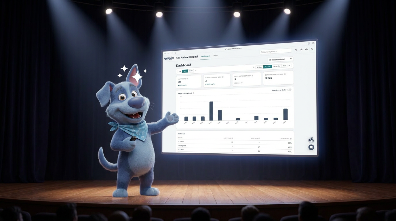 HappyDoc Best Veterinary AI Scribe Usage Dashboard