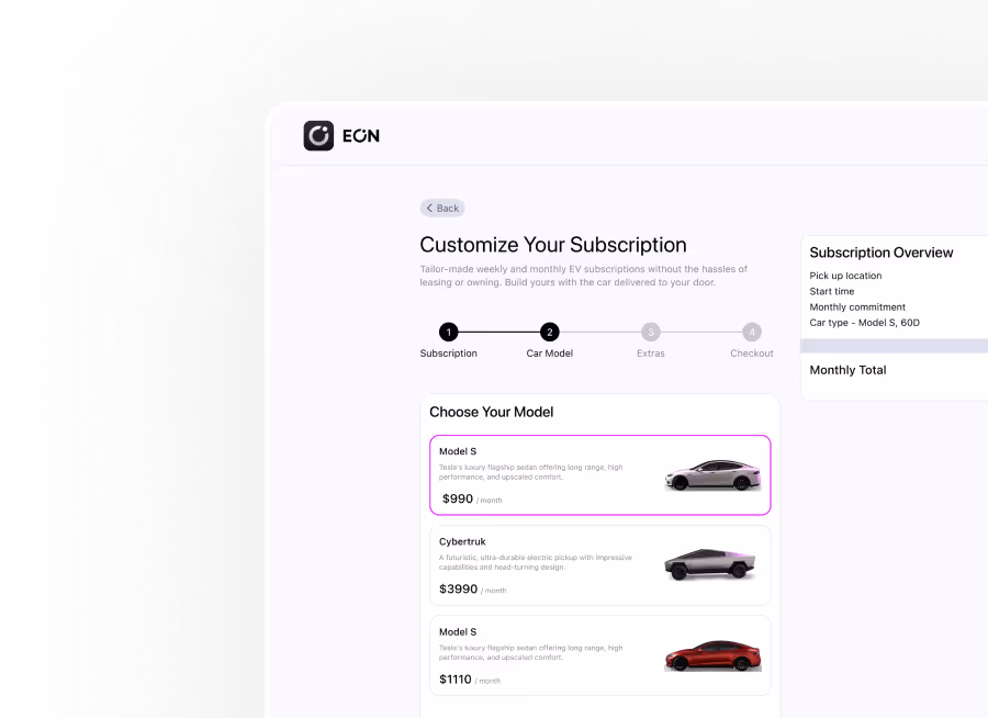 Image of an iPhone showing multiple car choices