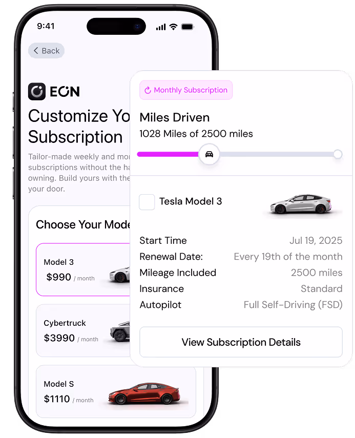 Mobile view of Eon's subscription