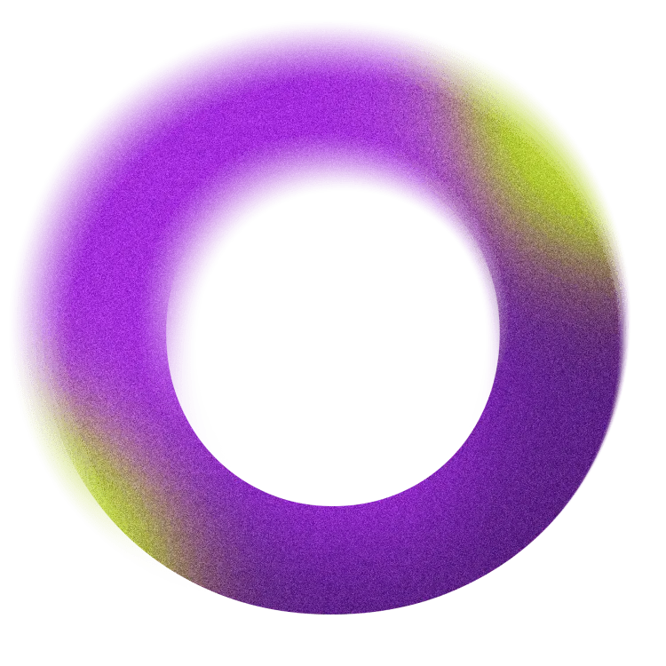 A purple circle with a lime accent color