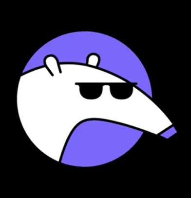 A white anteater wearing sunglasses on a purple circle, representing Qodo, an AI code assistant with personality.