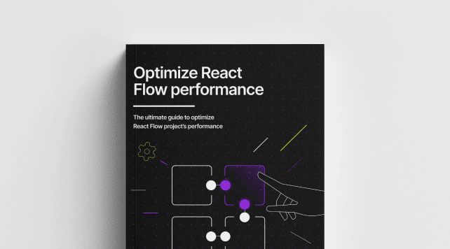 Book cover titled "Optimize React Flow performance" with abstract diagram graphics.