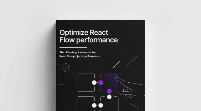 Book cover titled "Optimize React Flow performance" with abstract diagram graphics.