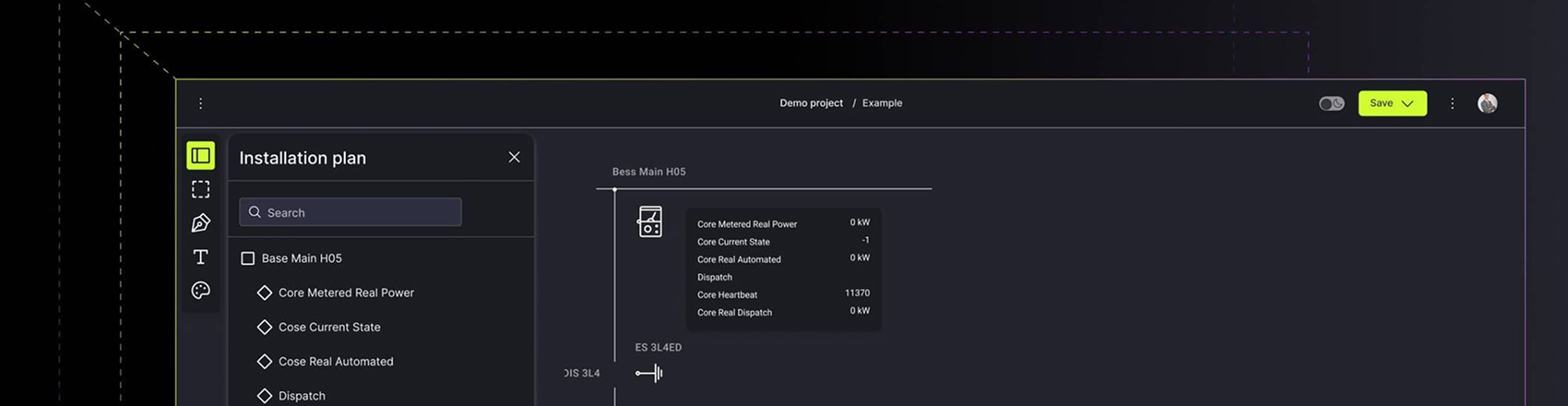 A UI with sidebard and mini-map, presenting canvas with a diagram which two users are working on