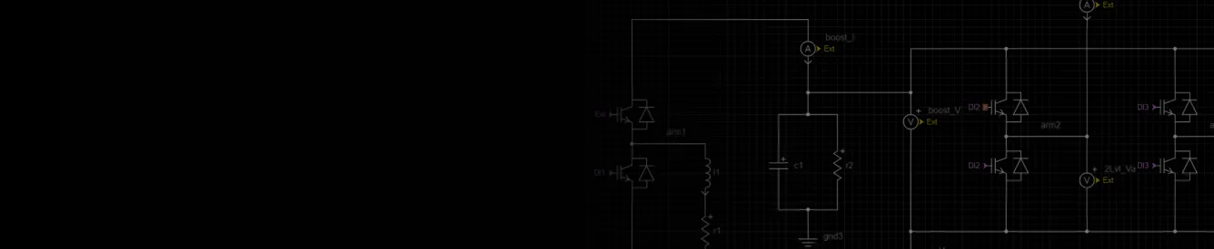 Circuit diagram with resistors, capacitors, diodes, and labeled electrical components on black background.