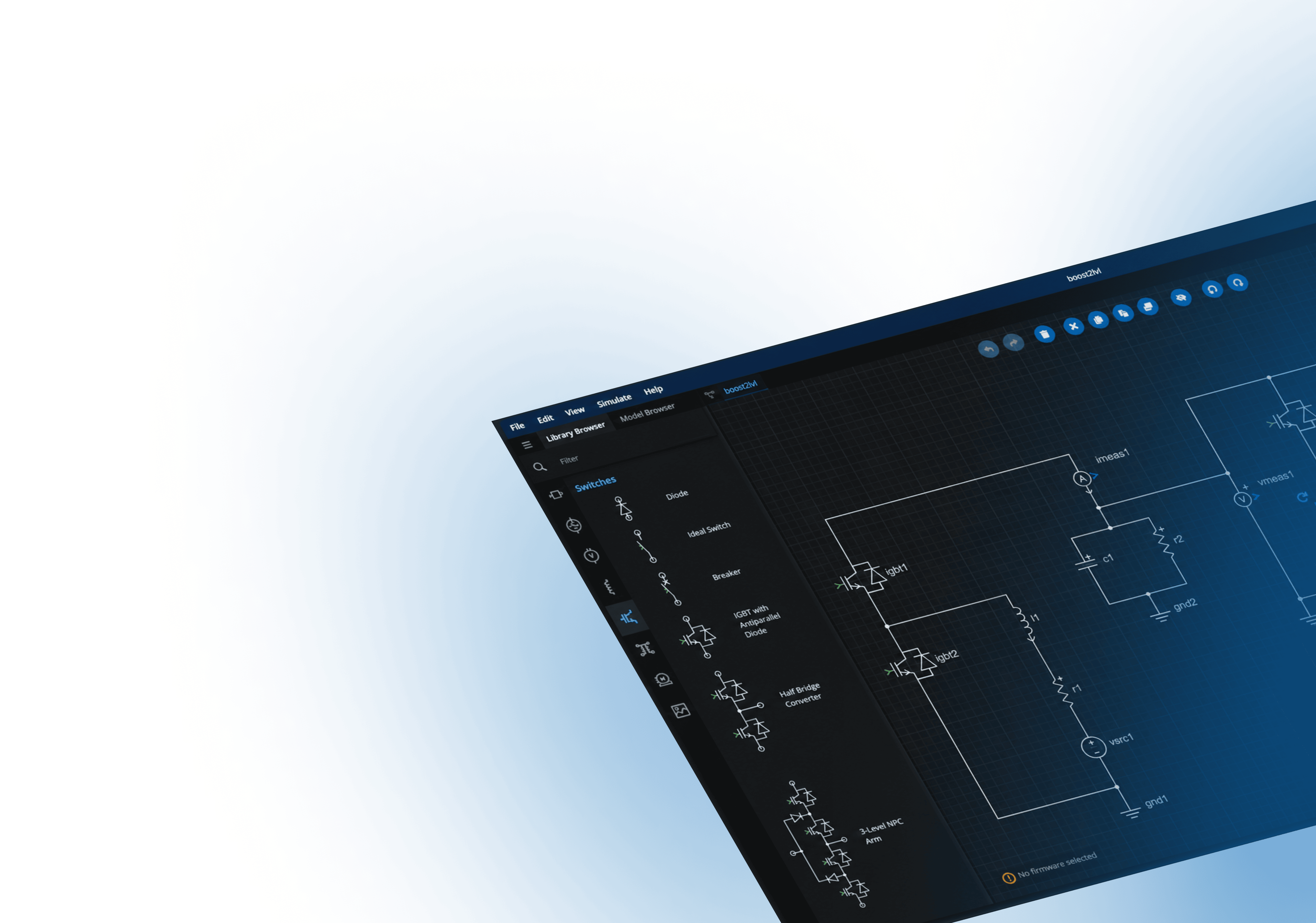 Digital interface displaying an electrical schematic with circuit symbols and component connections.