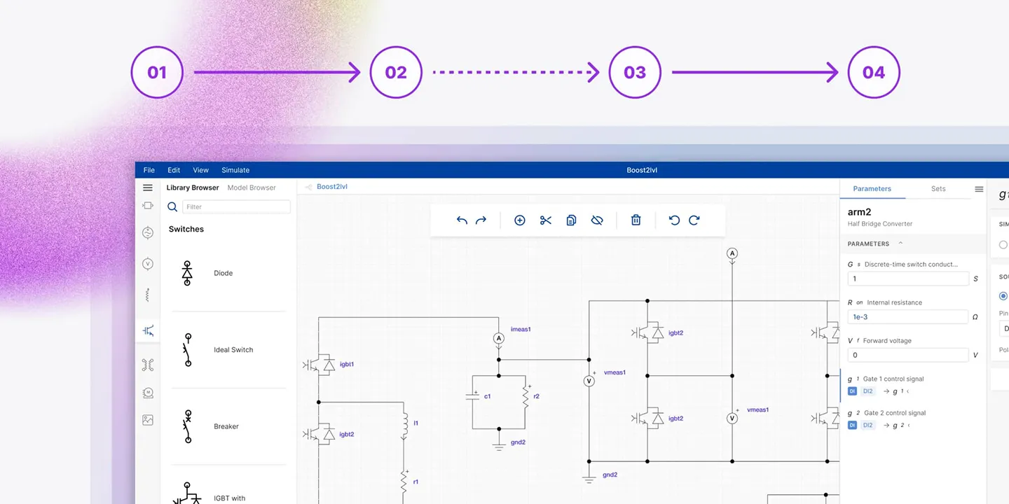Dark-themed software interface showing hierarchical device connections and configuration options.