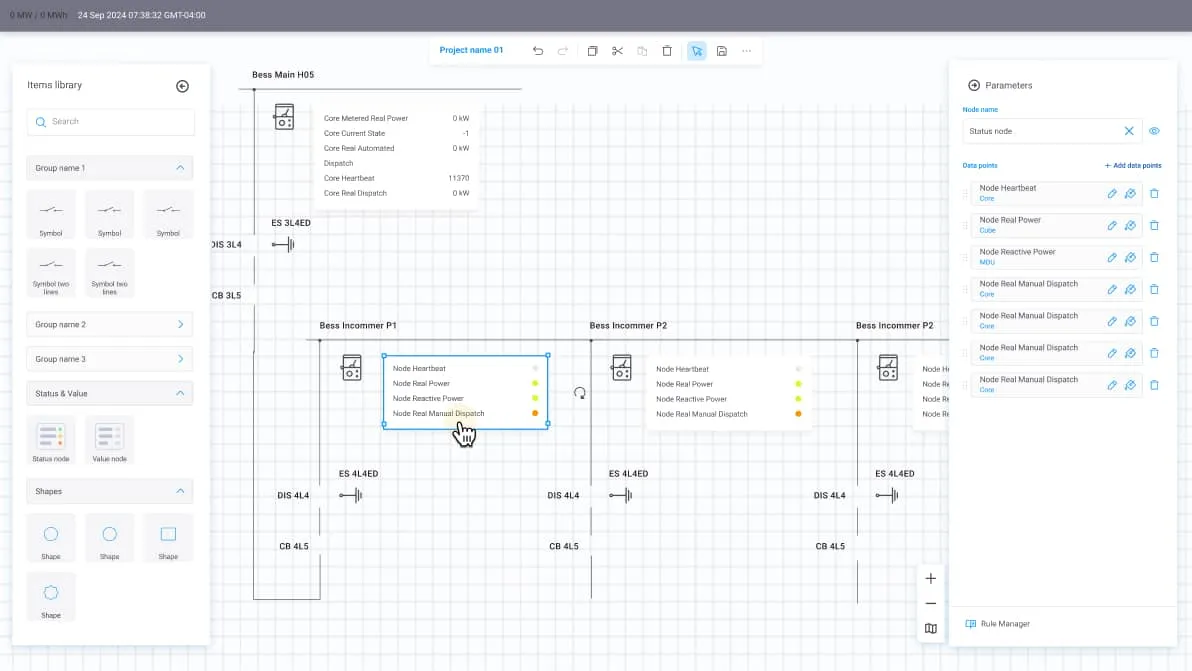 View of Kube application's user interface with two canvas depitcting a entity diagram and export feature.