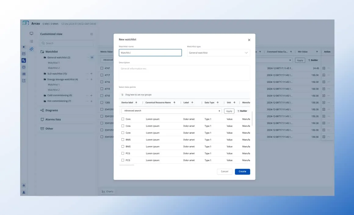User interface depicting entity diagram with filtering feature.