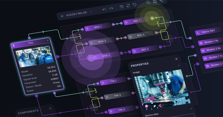 Dark dashboard interface with data visualization panels
