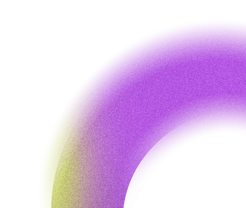 An abstract visual showing the dissolving purple and lime gradient-colored element.