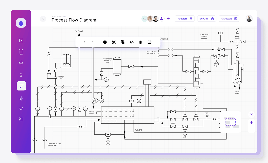 technical drawing of a piping and instrumentation schemat