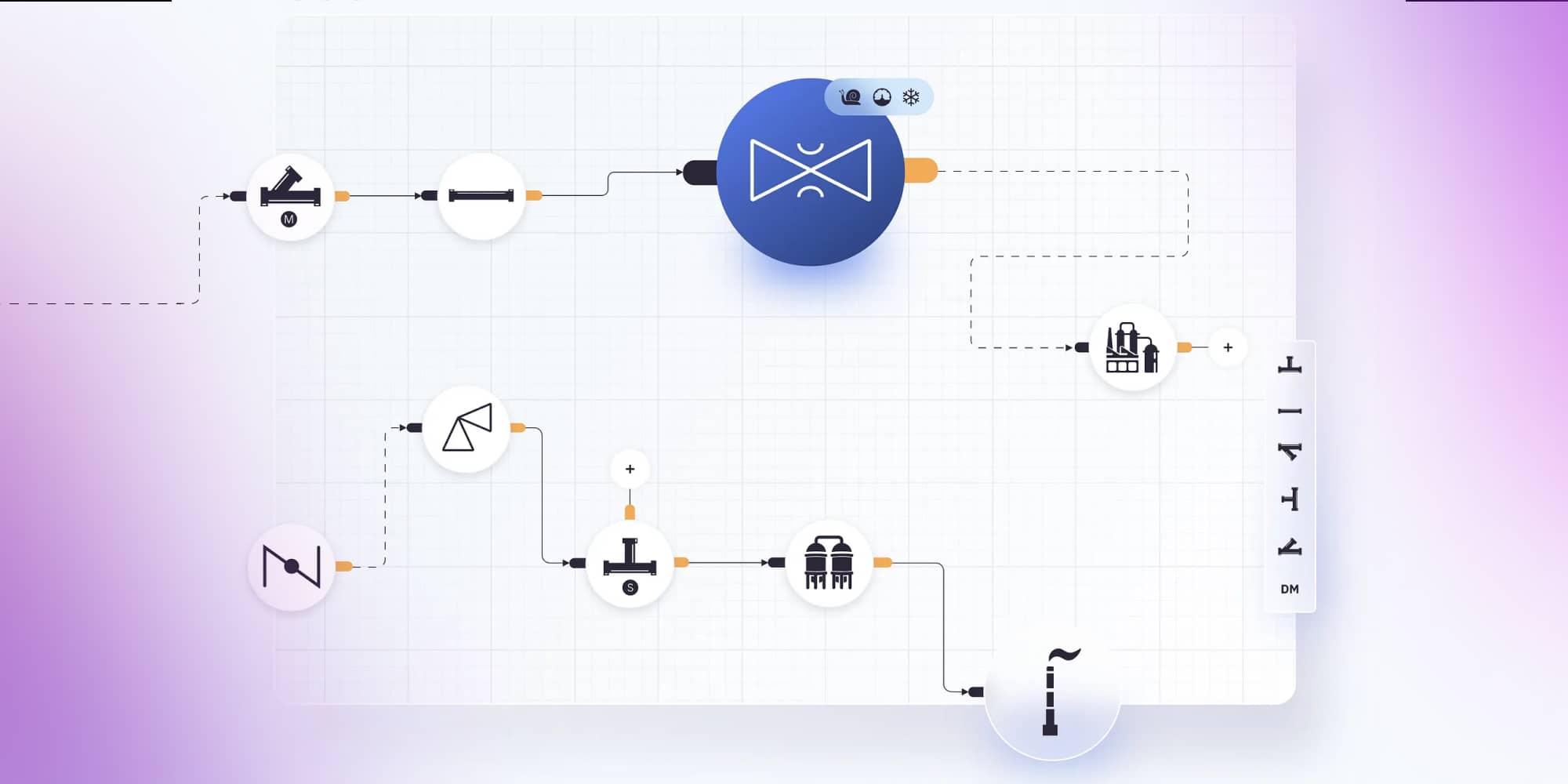 The diagram showing the warning detection action in P&ID tool