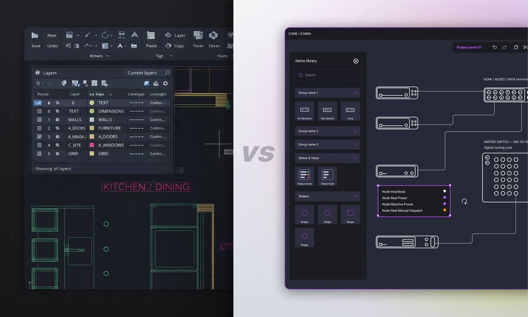 Synergy Codes — Custom AV design software vs. standard CAD drafting tools