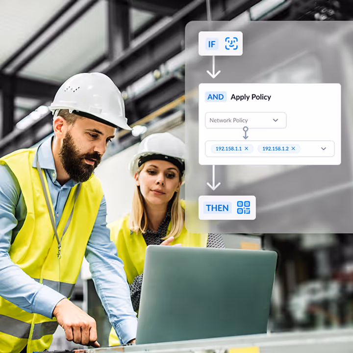 Admin dashboard showing contextual access rules and detailed user permissions for secure environments