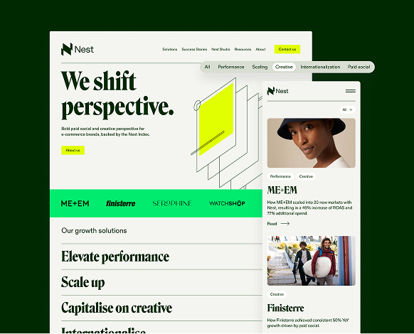 A tablet and mobile mock-up of Nest's website.