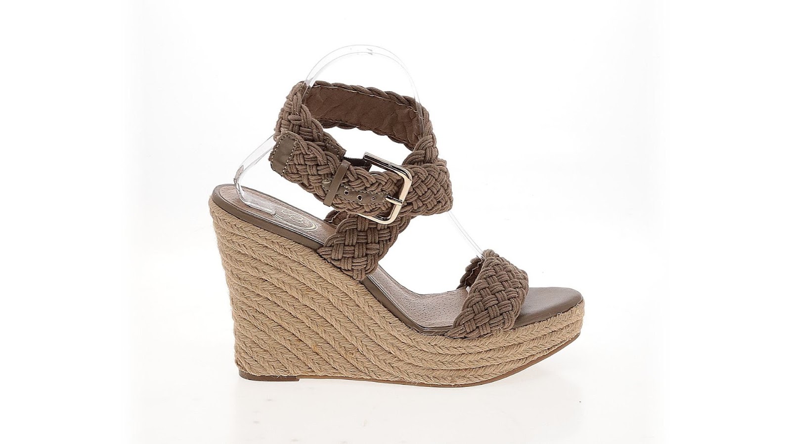 A wedge sandal.