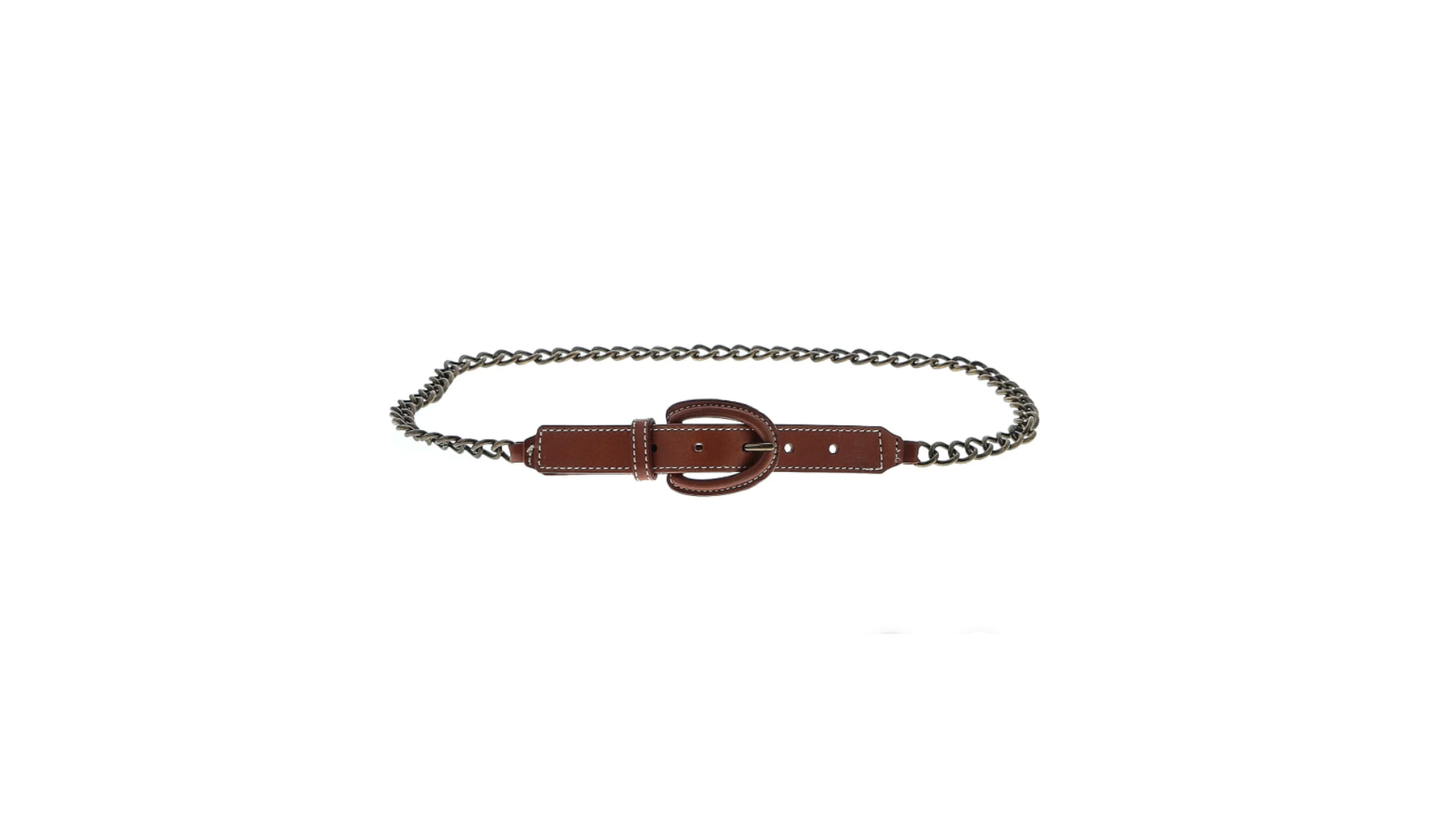 Silver and brown chain belt
