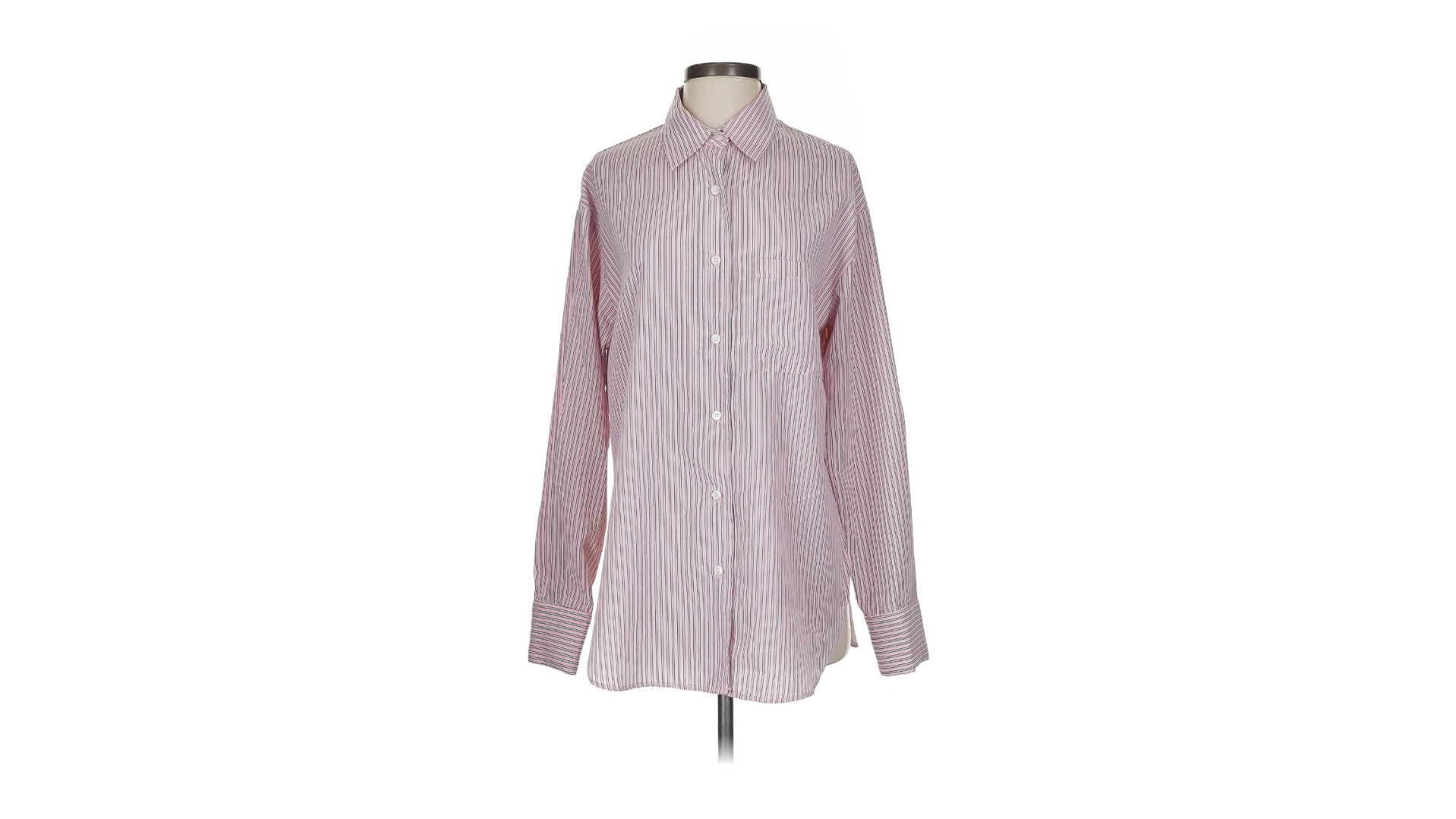 A pink striped long-sleeve shirt.
