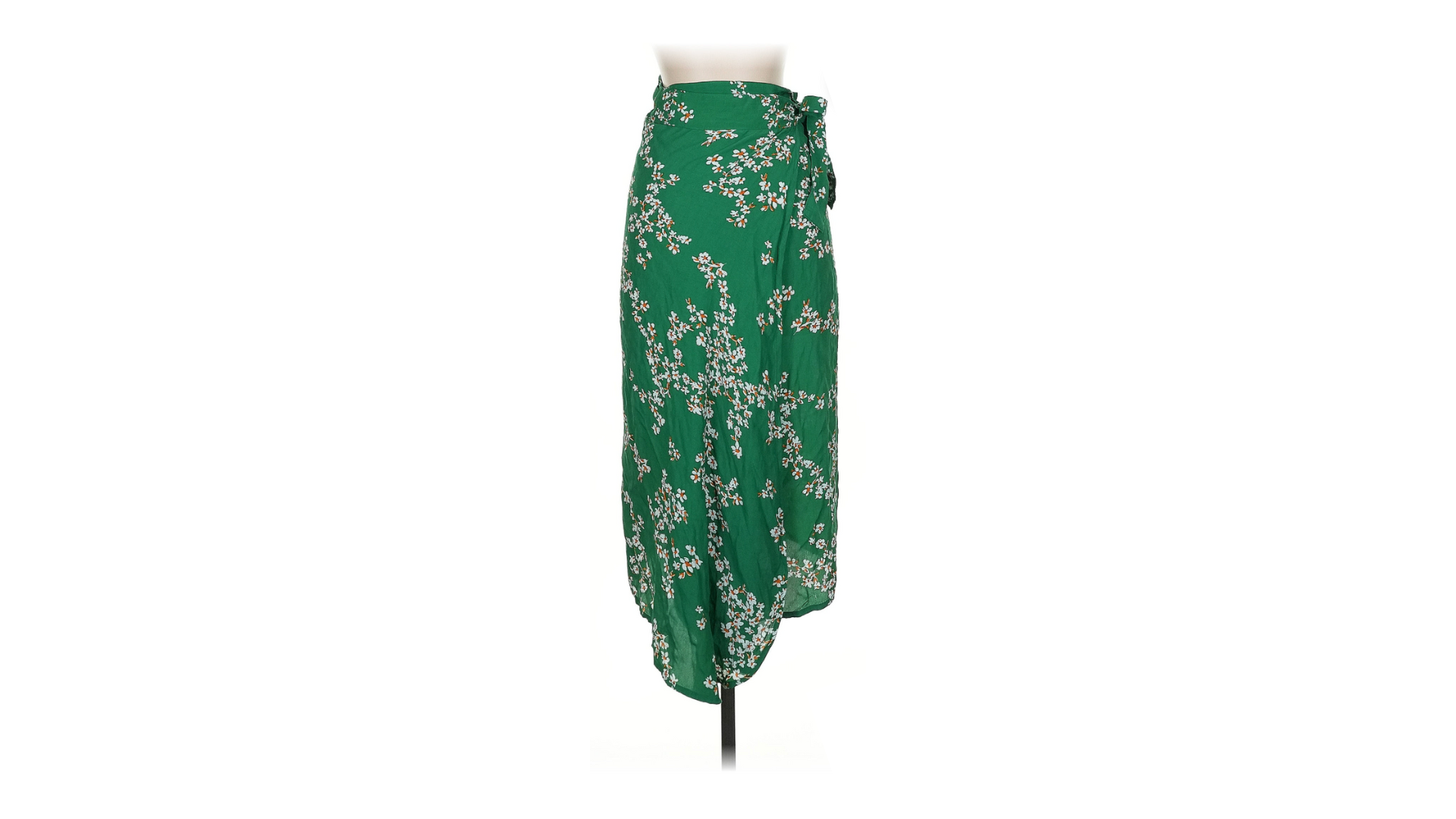 A green floral wrap skirt.