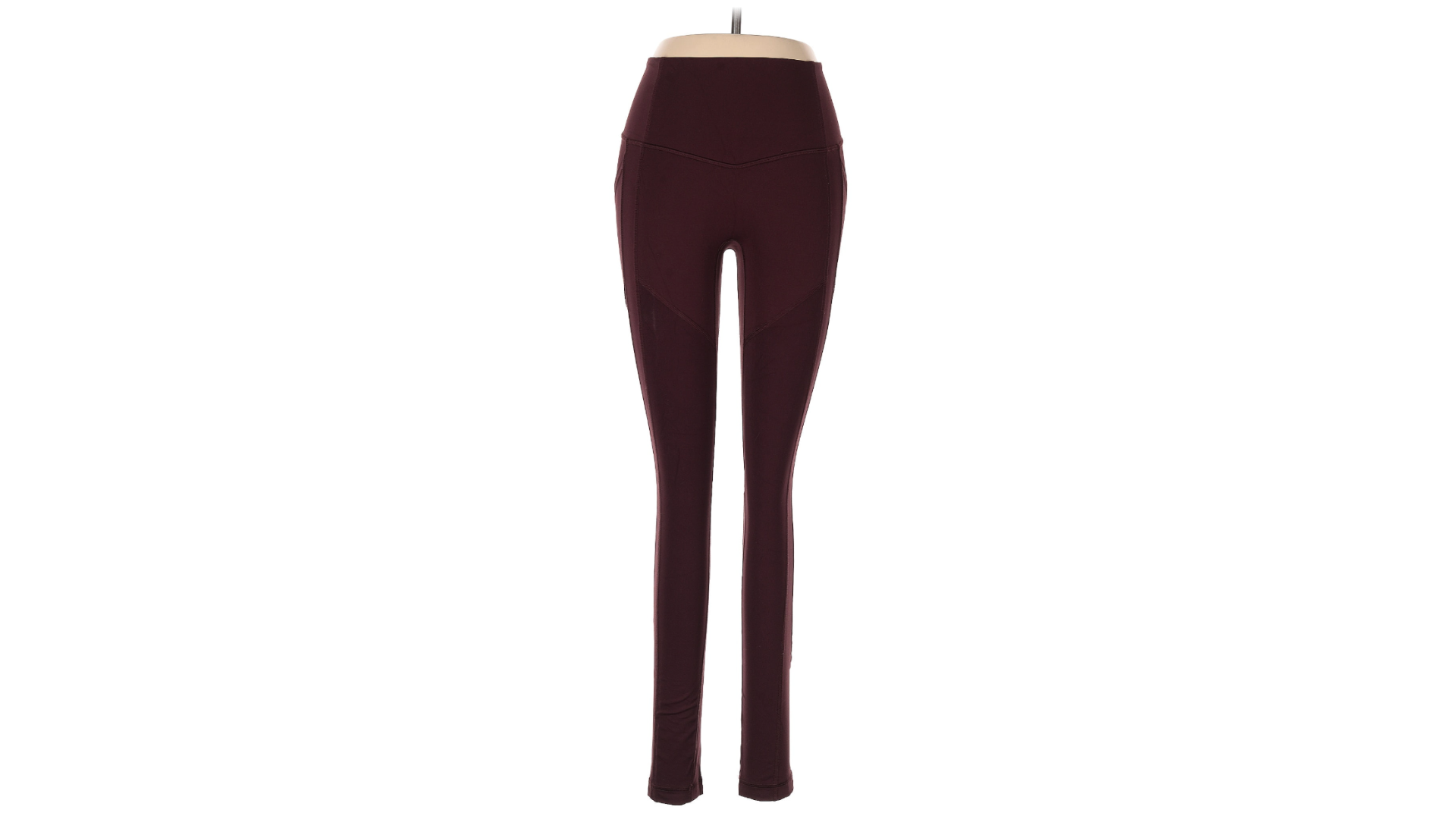Burgundy Lululemon active leggings.