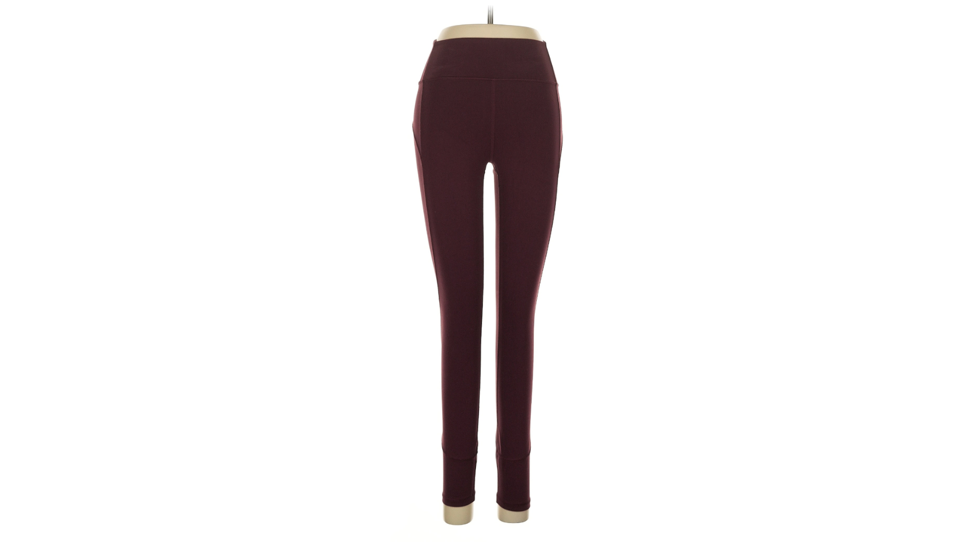 Burgundy Lululemon active leggings.