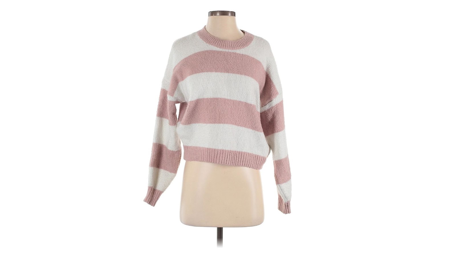 A white and pink striped sweater from Hollister.