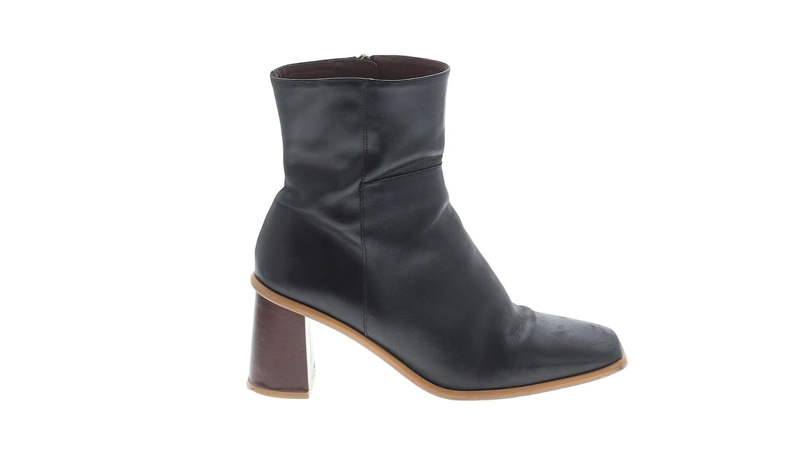 A black leather ALOHAS ankle boot.