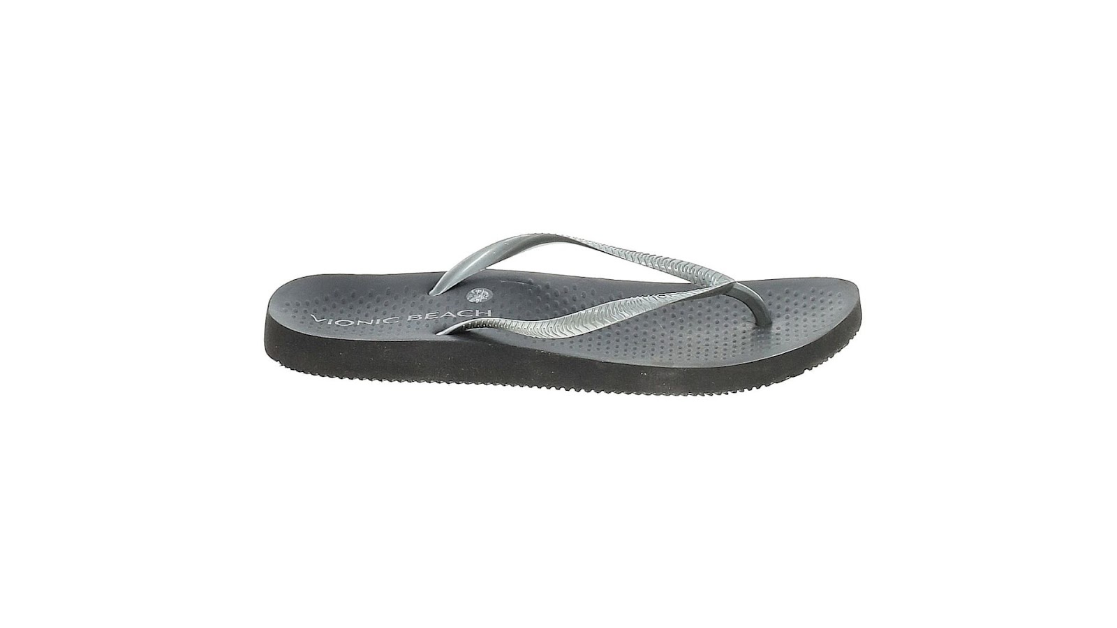 A gray Vionic Beach flip flop.