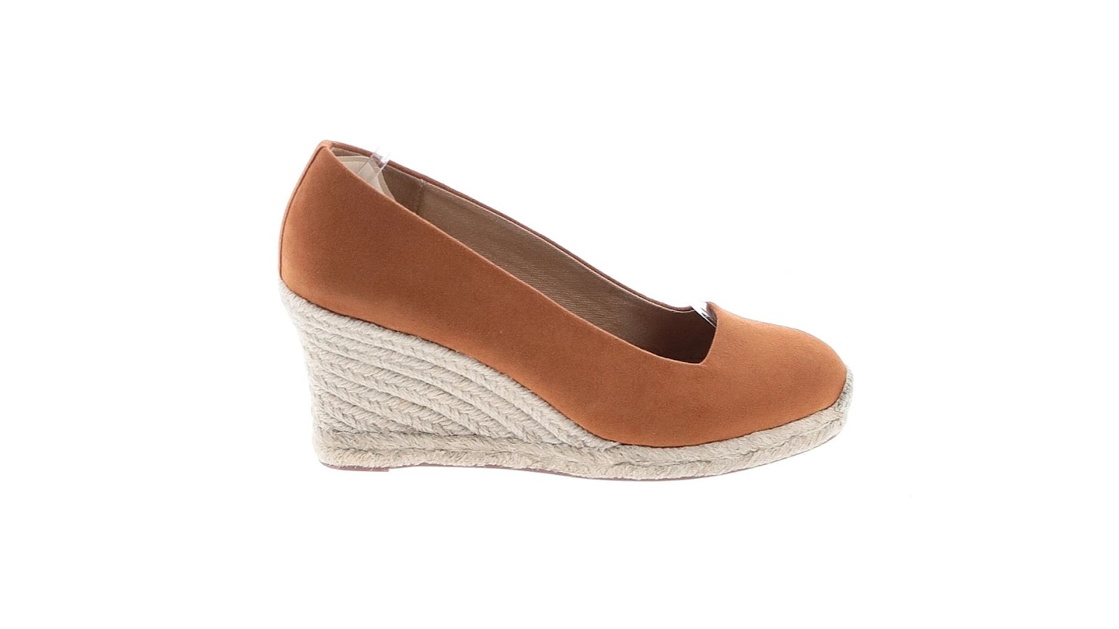 A brown J.Crew Factory Espadrille wedge.