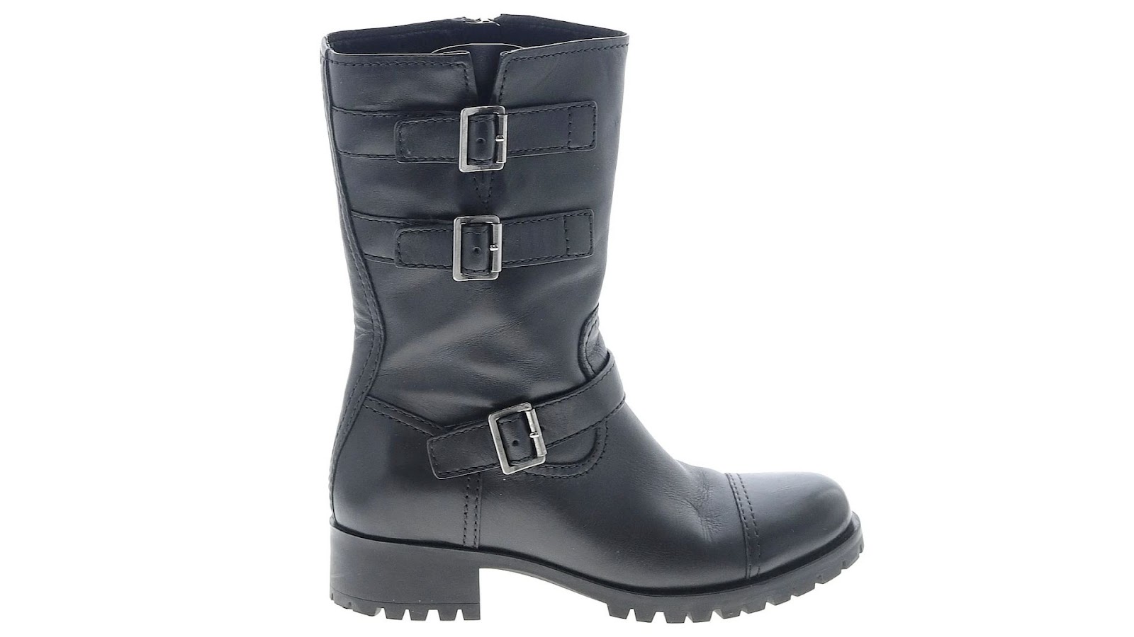 A motorcycle boot against a white background.