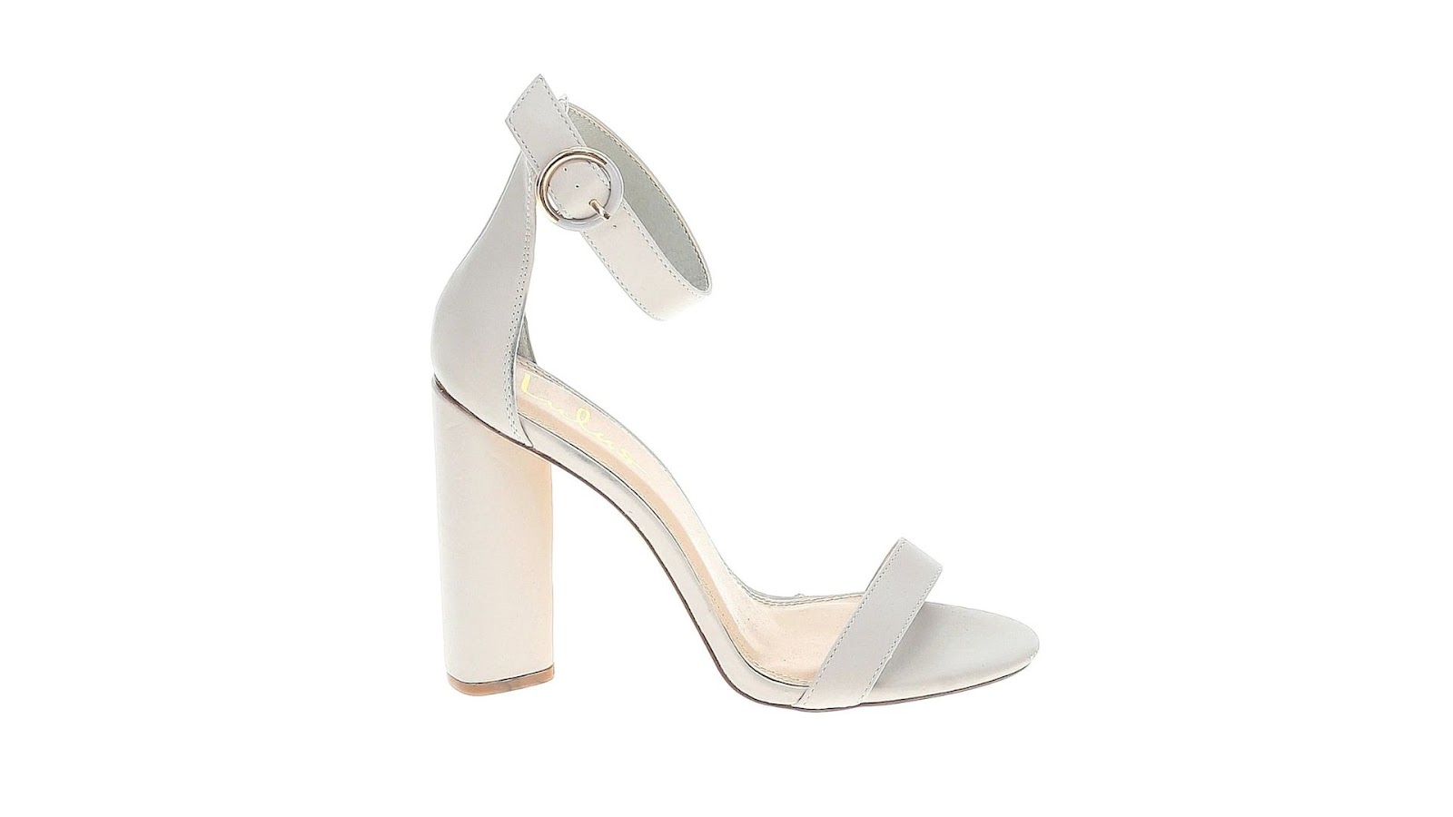 A white block heel.