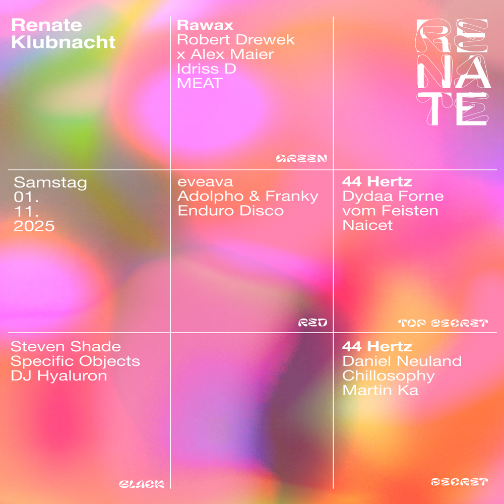 For a last dance we enter famous berlin electro club renate, to take over two floors with our residents and our guest from new york chillosophy