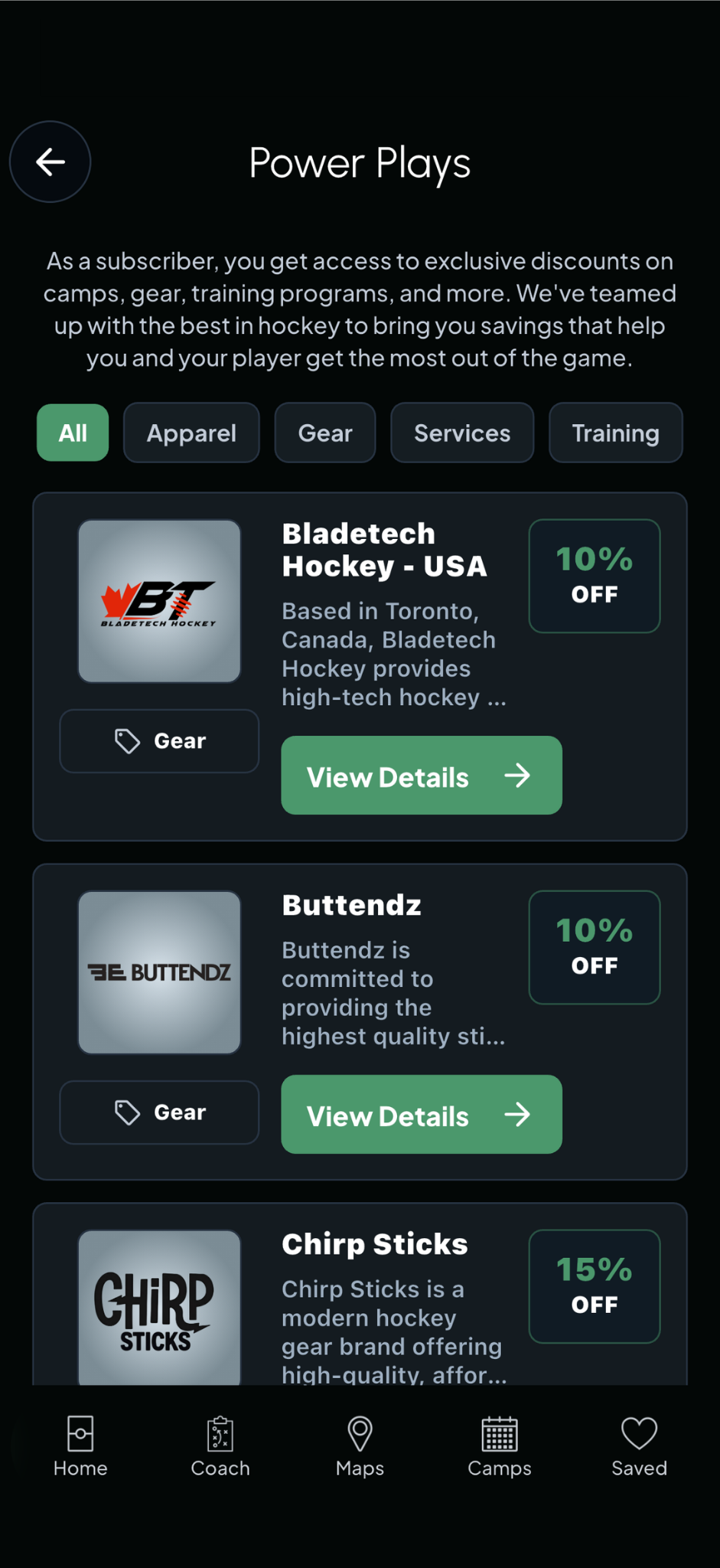 screenshot of power plays screen
