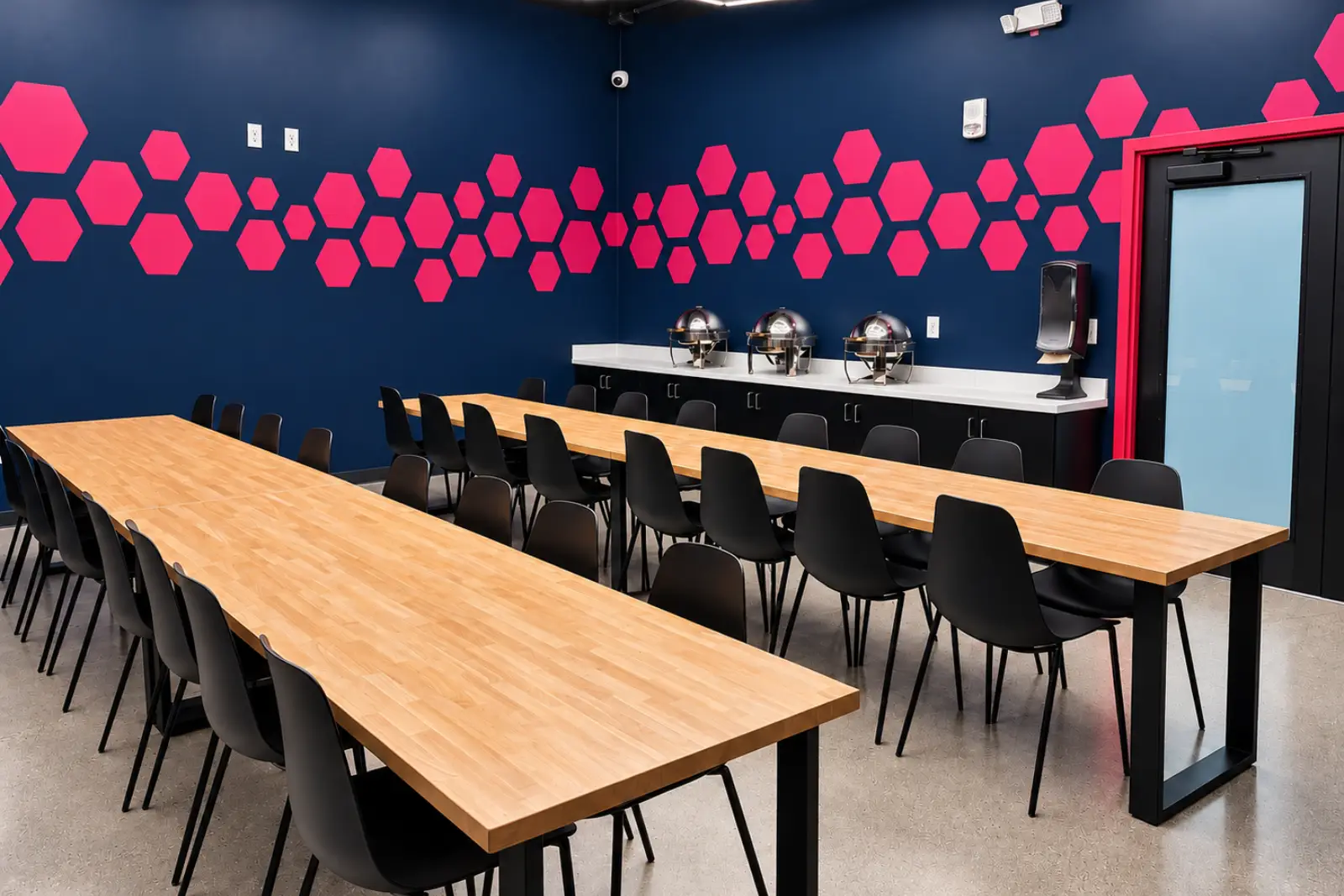 Guests enjoying a BRKTHROUGH challenge room; sample event-space imagery
