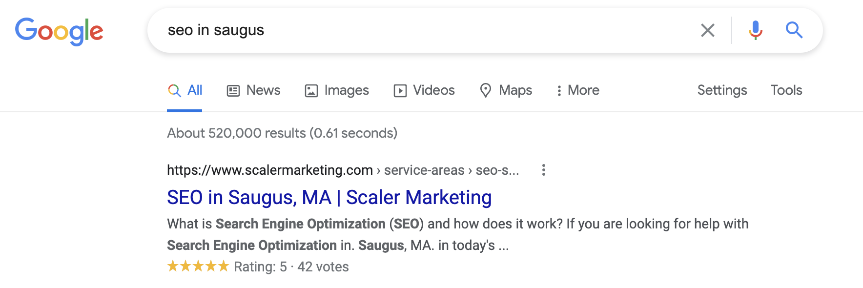 #1 Search Result for SEO in Saugus