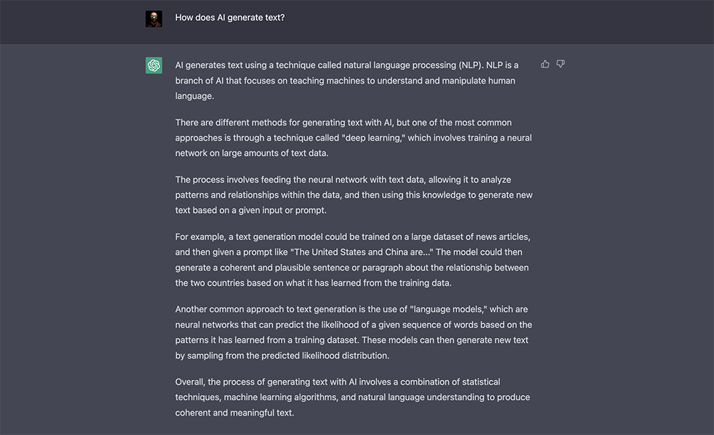 Screenshot of our actual ChatGPT interface.