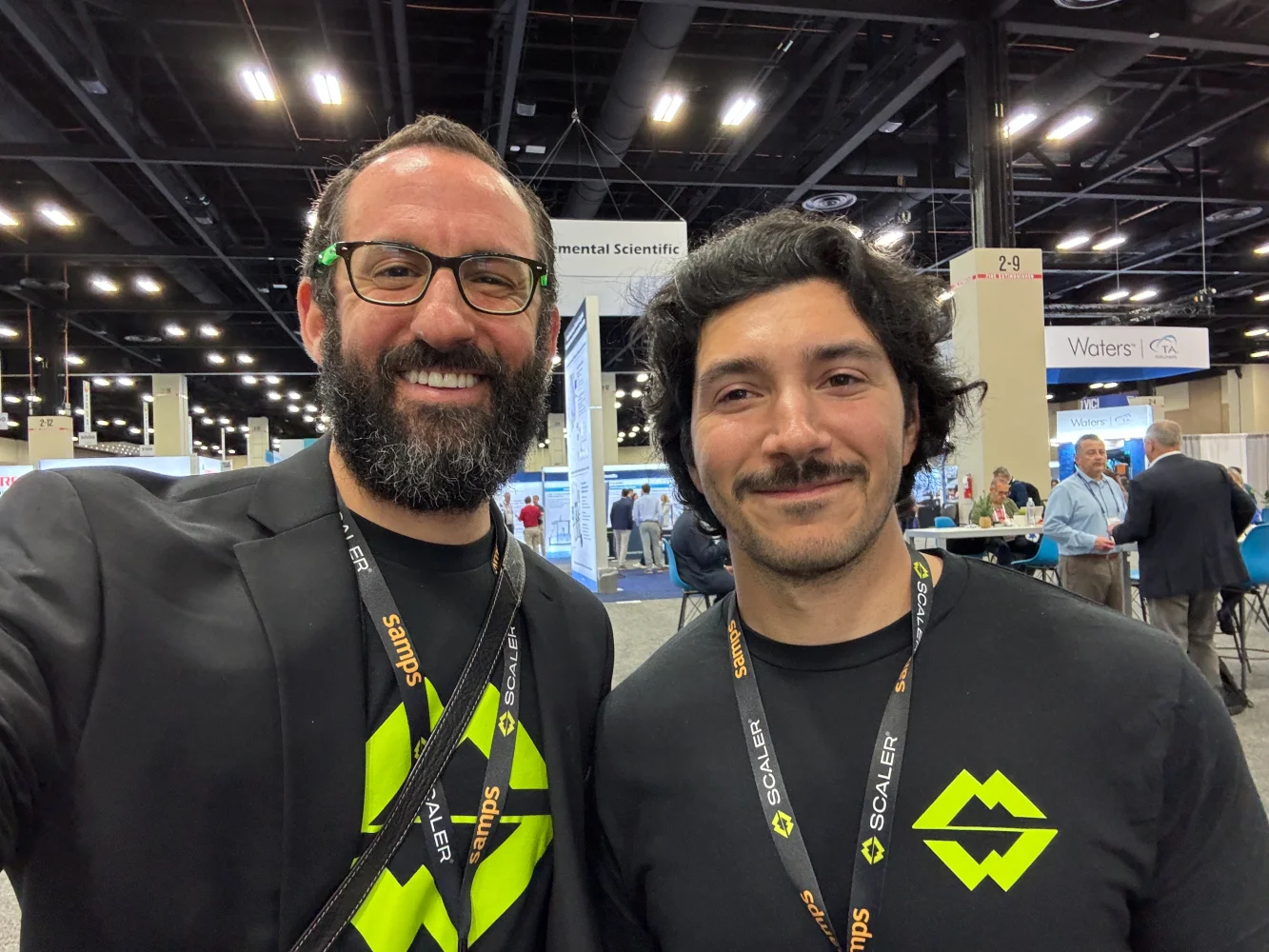 David and Josiah walking the floor at Pittcon
