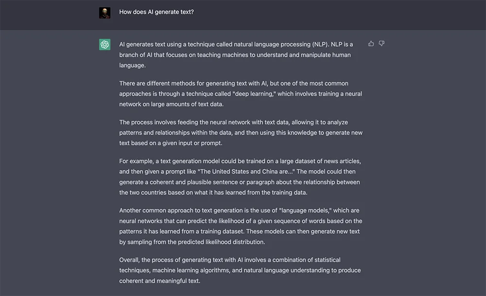 Screenshot of our actual ChatGPT interface.