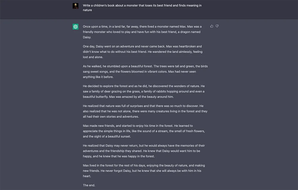 Children's book written by Chat-GPT AI