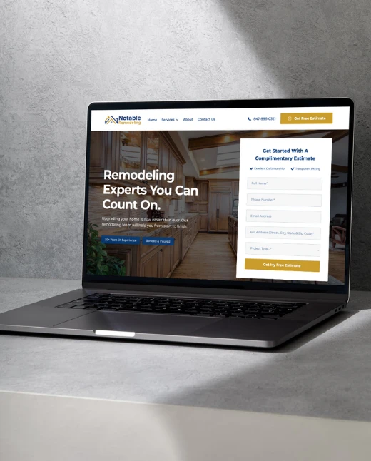 Remodeling contractor website design and development.
