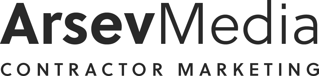 ArsevMedia Contractor Marketing text logo in black font.