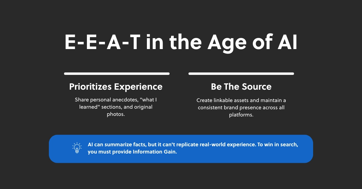 EEAT in the age of AI graphic.