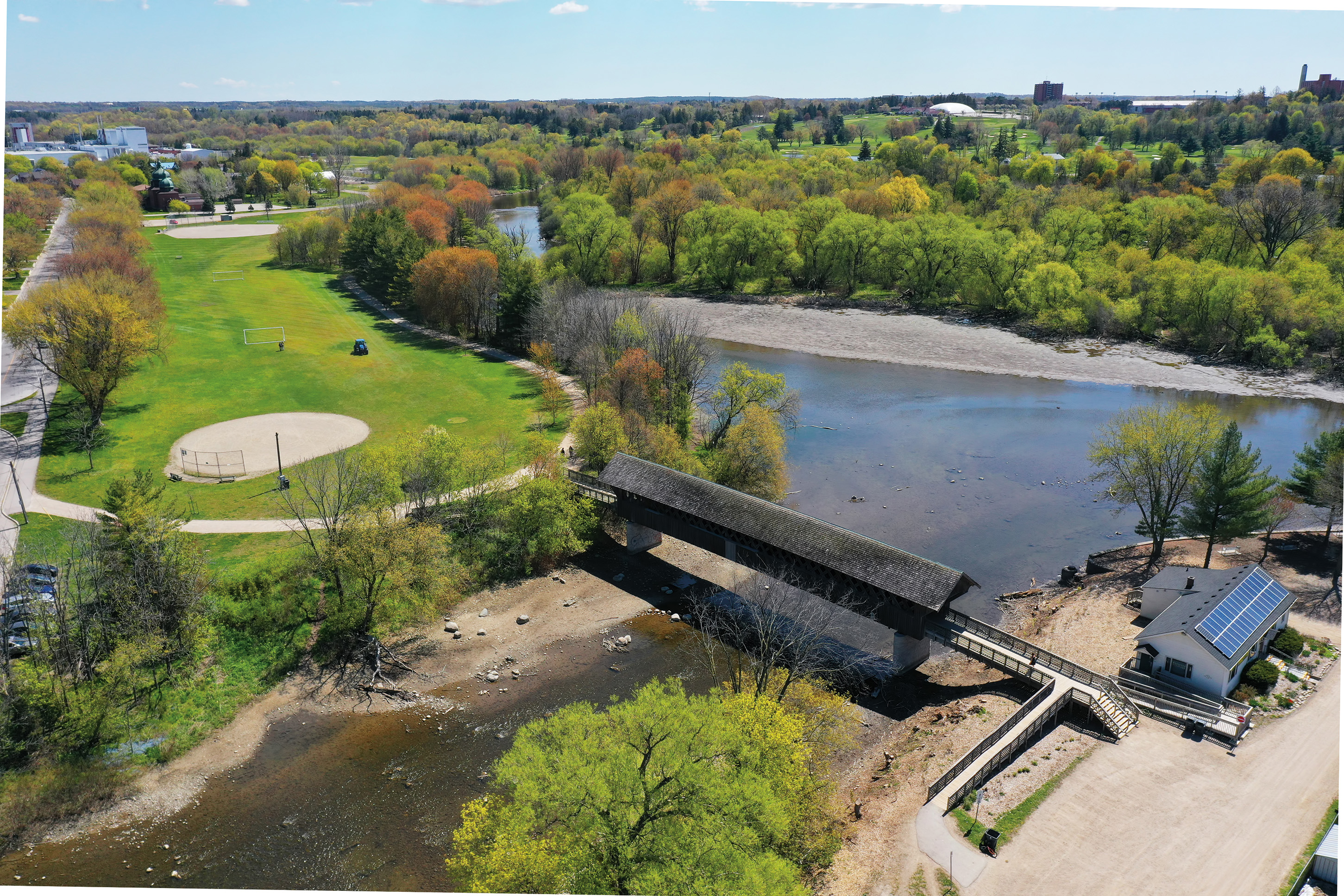 Overhead shot of Guelph Covered Bridge
