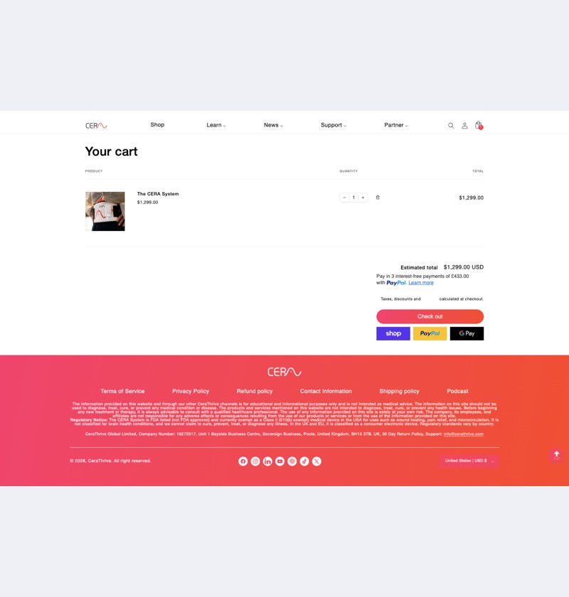 CeraThrive Before · Cart page